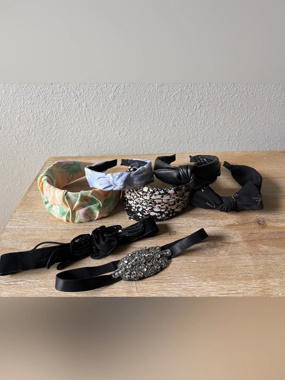 Mixed Women's Headband Set - Black, Floral, Pastel, Faux Leather